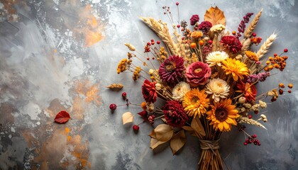 Floral arrangement on muted background