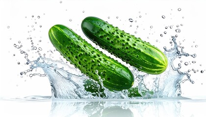 Two cucumbers splash in water