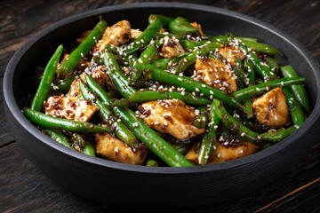 Savory chicken stir fry with green beans and sesame creates a delicious meal perfect for a quick weekday dinner or family gathering