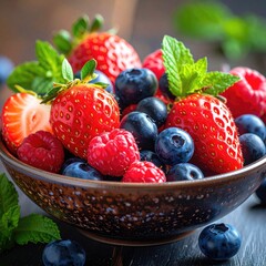 Bowl full of fresh mixed berries