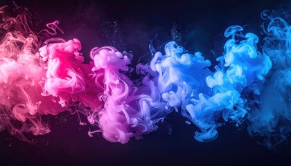 Pink and blue smoke on dark background