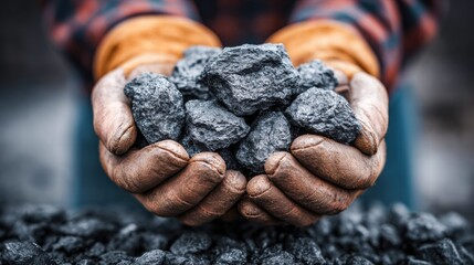Hands holding coal