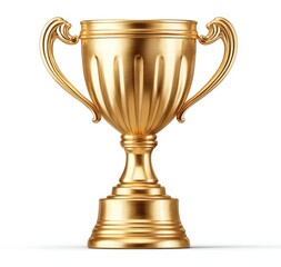 Golden trophy cup isolated on a white background.