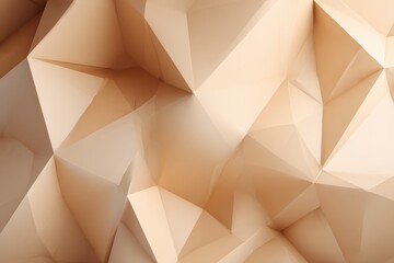 Geometric polygonal background in soft beige tones with low poly style creating a modern and abstract visual appeal suitable for various design projects