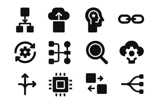 Vector sterile negative ai smart rounded tools clean outlines chain icon workflow