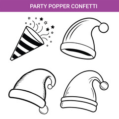 ofvs413 OutlineFilledVectorSign ofvs - confetti popper vector icon . isolated transparent . black outline and filled version . AI 10 / EPS 10 / PNG . g11753