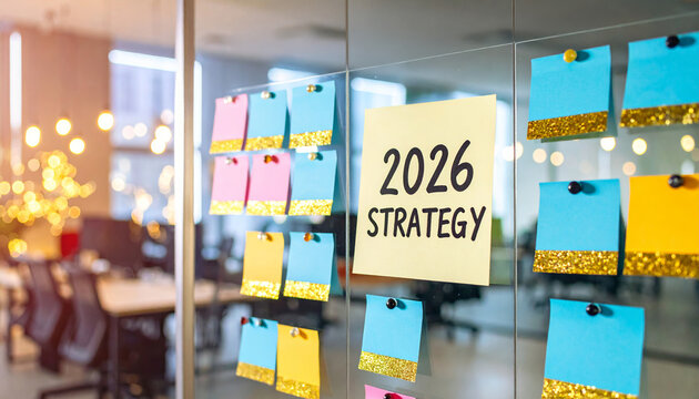 Strategy teamwork collaboration planning solution meeting goal success innovation brainstorming creative office planning session with sticky notes glass showing goals and ideas for business growth