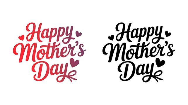 Happy mothers day text design in red and black isolated on white background
