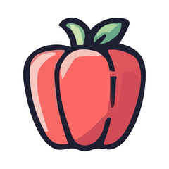 Red Bell Pepper Vector – Hand-Drawn Vegetable Cartoon Icon