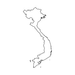 Vietnam Map Vector. Southeast Asia Country Outline Illustration. Suitable for educational materials, geography projects, infographics, travel guides, presentations, and digital design