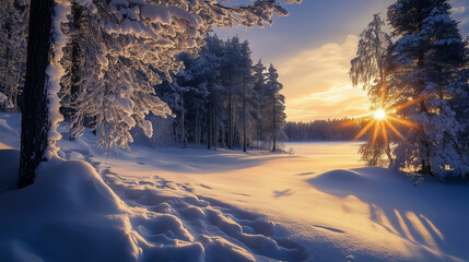 Beautiful snow winter landscape. Winter landscape. Beautiful wintry landscape