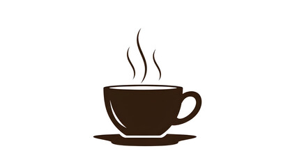 Obraz premium Steaming Brown Coffee Cup and Saucer Icon isolated PNG with Transparent Background