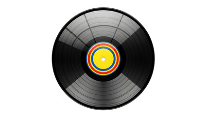 Classic vinyl record long play LP album isolated for retro music concept isolated PNG with Transparent Background