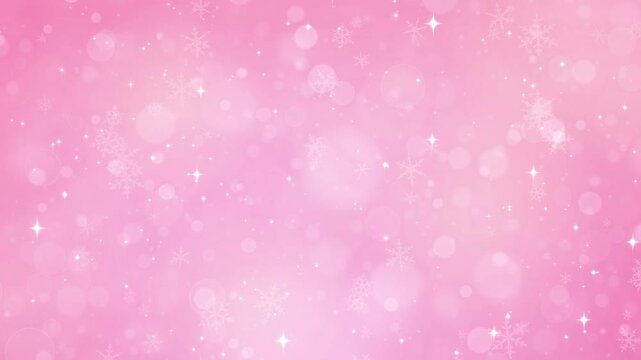 ピンク　キラキラ　ループ動画　雪の結晶　玉ボケ　おしゃれ　パーティクル　光る　Pink winter background.Twinkling stars.Christmas,Valentine's Day.Loop video.