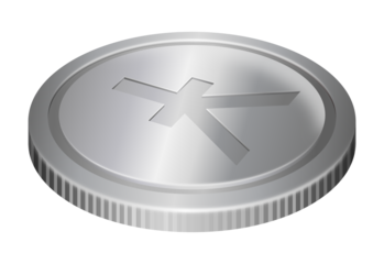 A silver coin with Chinese yuan currency symbol. Money illustration, isolated on transparent, 3D.