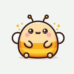 Adorable Chubby Bee Character with Sparkles Cute Cartoon Illustration.