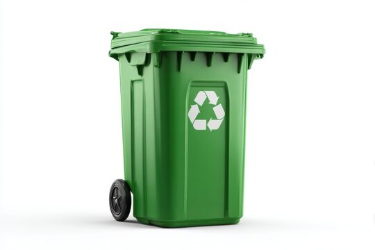 Green recycling bin placed outdoors, promoting waste segregation and environmental awareness for community cleanliness and sustainability efforts