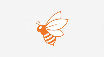 Orange bee flying with wings extended in a simple illustration.