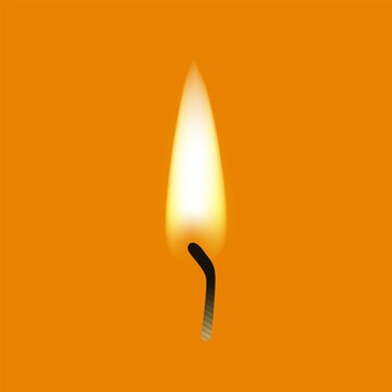Vector realistic flame of a candle or match icon set closeup isolated on transparency grid background. Flames vector 10 eps.