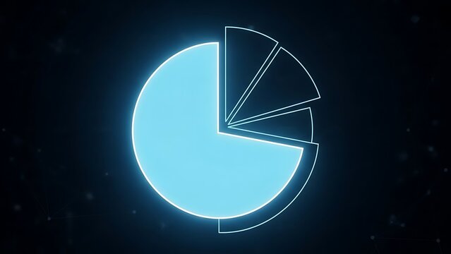 Glowing pie chart illustration on a black background for data visualization.