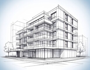 Fototapeta premium Architecture sketch of building