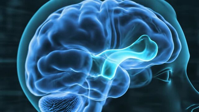 Human brain anatomy illustration showing cerebral cortex and neural pathways