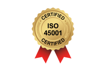 Achieve ISO 45001 Certification for Your Business Operations showcasing credibility and commitment to safety standards with this badge of honor