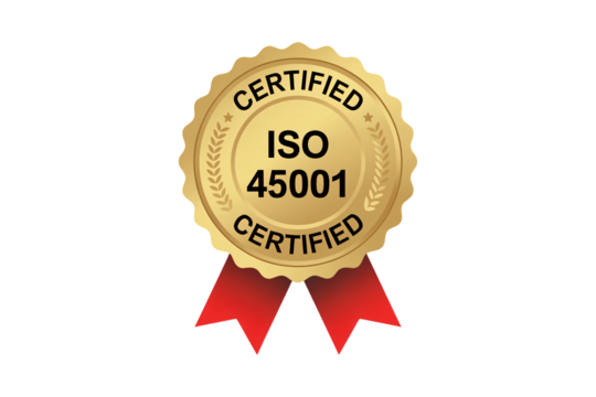 Achieve ISO 45001 Certification for Your Business Operations showcasing credibility and commitment to safety standards with this badge of honor