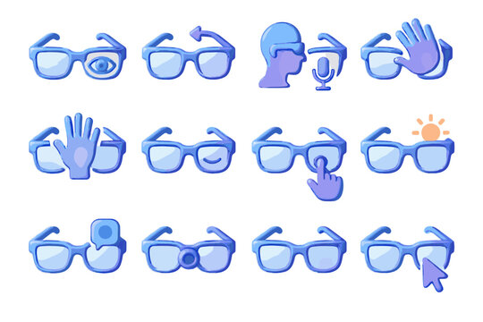 Adaptive vector notification blink focus control glasses gesture head tracking icon smart