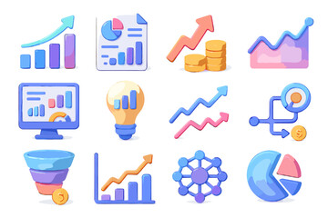 Trend cluster vector business performance bar financial chart segment icons icon analytics