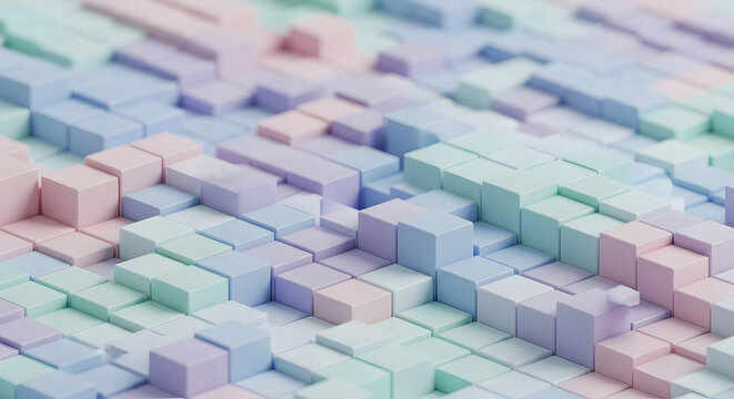 Abstract pastel colored cubes 3d render background pattern art