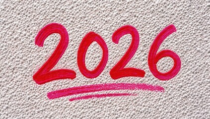 Close-Up Photograph of Textured Drawing on Paper Showing Number 2026