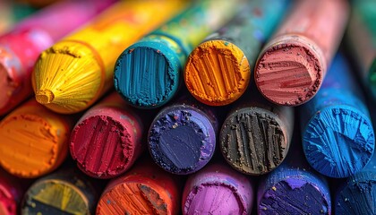 Close-up of colorful pastel sticks