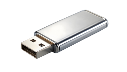 Sleek silver USB drive for secure data storage and file transfer, ideal for professional presentations and convenient backup solutions with modern design