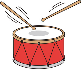 Red Drum with Drumsticks Illustration for Rhythmic Music Projects