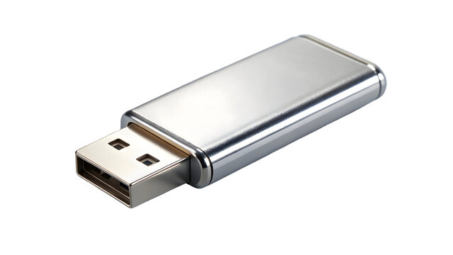 Sleek silver USB drive for secure data storage and file transfer, ideal for professional presentations and convenient backup solutions with modern design