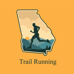 Georgia Appalachian with Running Silhouette Perfect for Print, Apparel, Sticker, etc