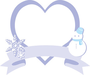 Snowman and Snowflake Heart Frame Illustration
