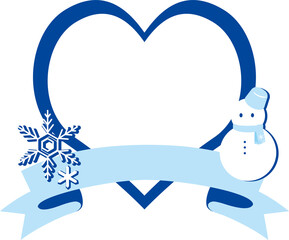 Snowman and Snowflake Heart Frame Illustration