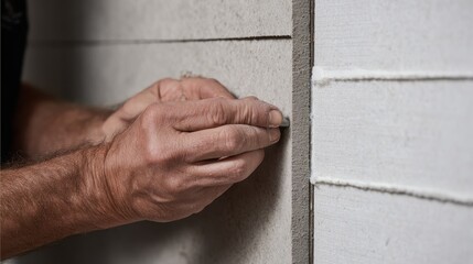 Expert worker applies advanced fiber cement siding using precise techniques for durable and sustainable home improvement in a residential area