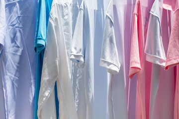 The washed clothes are placed in the sun to dry.