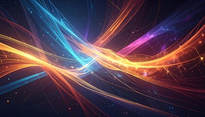 Swirling abstract ribbons of light, colorful and cosmic