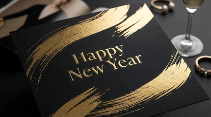 Happy New Year Illustration Design - Elegant Brush Strokes