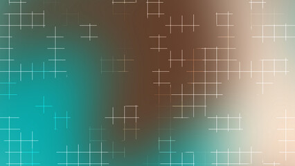 Turquoise Brown Glowing Grid Background with Soft Light Cross Elements