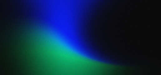 Fototapeta premium Abstract rough gradient background with bright blue and teal neon lights on a dark aesthetic.