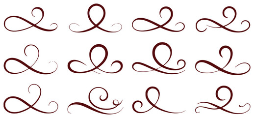 Collection of Elegant Swirl Flourish Ornaments and Decorative Elements