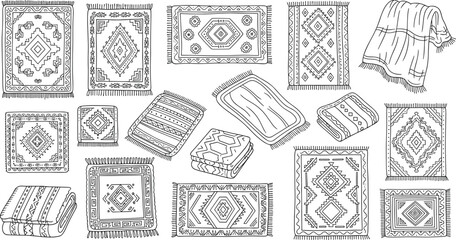 Traditional rug, tribal blanket, geometric textile, ethnic pattern, boho decor, woven fabric, ornamental design, folk art, cozy interior, cultural motif