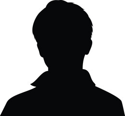 A simple black silhouette of a person s head and shoulders is displayed