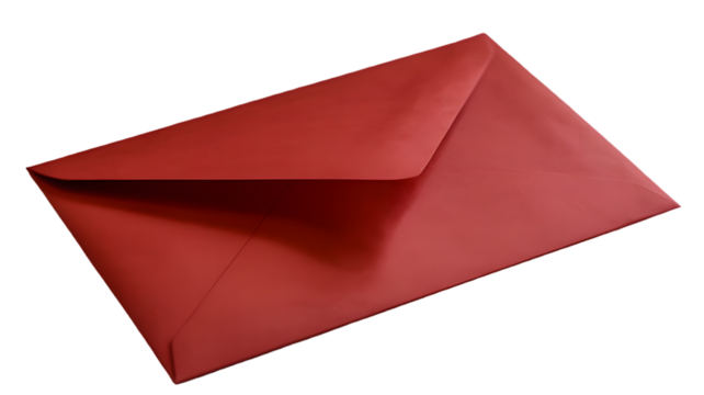 A single vibrant red envelope is displayed against a stark black background with dramatic lighting
