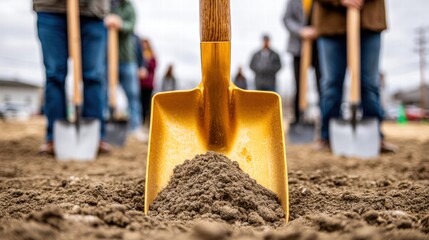 Groundbreaking ceremony with golden shovel
